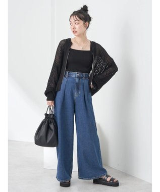 earth music&ecology レイヤードニットタンクトップ Black