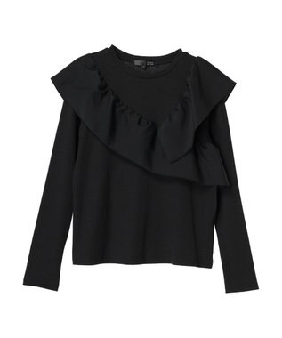 Green Parks ・ＳＵＧＡＲ　ＳＰＯＯＮ　アシンメトリーフリルロンＴＥＥ Black