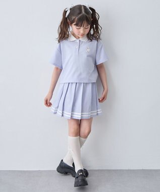 ANY KIDS 【洗濯機可能/吸汗速乾】ドライタッチ ショート丈ポロシャツ サックスブルー