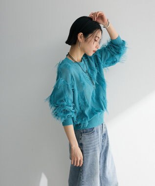 Green Parks フリンジニットプルオーバー Blue