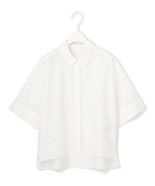 ICB L 【洗える】ゼブラシアーJQ クロップドシャツ オフホワイト系