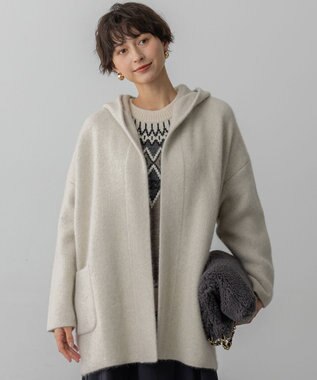 23区大きいサイズ46 ラクーンブレンドダブルフェイスニットアウター 見上愛さん着用/洗える】ラクーンブレンドダブルフェイス ニット