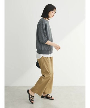 Green Parks ７分袖ラメ裏毛パフプルオーバー Gray