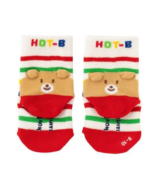 MIKI HOUSE HOT BISCUITS 【9-17cm】 かかと顔　ボーダーソックス マルチカラー