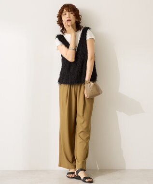 AMERICAN HOLIC 【前後2way】サイドスリットシャギーベスト Black