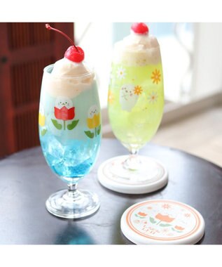 Mother garden しろたん 珪藻土 コースター レトロ 単品 《 チューリップ柄 / アネモネ柄 》 チューリップ