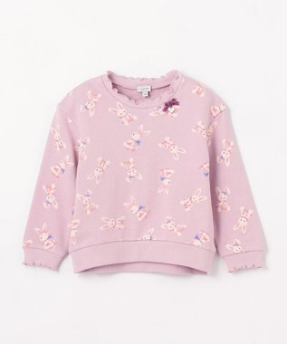 ANY KIDS アニマル 総柄 トレーナー ラベンダー×ウサギ