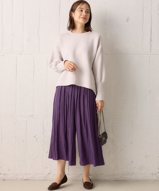 組曲 【秋色追加！大人気定番アイテム】ギャザーライトデシン パンツ パープル系