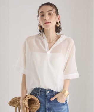 WEGO 【ANGIE VINTAGE】スキッパーシアーシャツ ホワイト