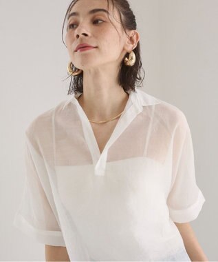 WEGO 【ANGIE VINTAGE】スキッパーシアーシャツ ホワイト