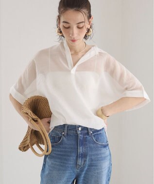 WEGO 【ANGIE VINTAGE】スキッパーシアーシャツ ホワイト