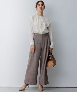 組曲 S ネコアシツィード ワイドパンツ ダークブラウン系