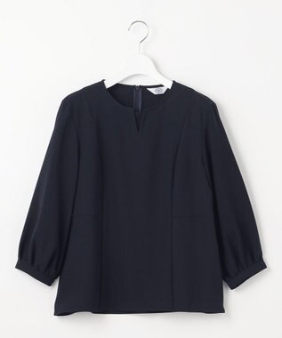 J.PRESS LADIES 【洗える】RELAXIONツイル クルーネック ブラウス ネイビー系