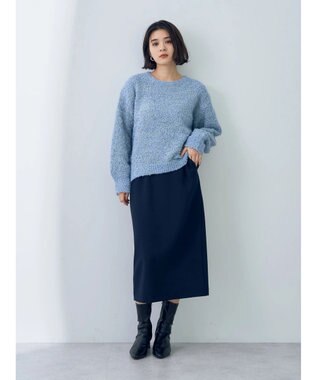 YECCA VECCA レースアップリボンヤーンニット Blue