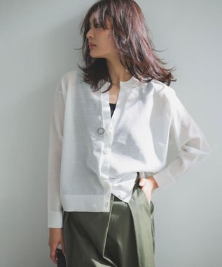 UNFILO シアーフォルムニット キーネックカーディガン