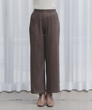 Tiaclasse 裏起毛ボックスプリーツパンツ ブラウン