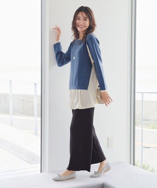 Tiaclasse 裏起毛ボックスプリーツパンツ チャコールグレー