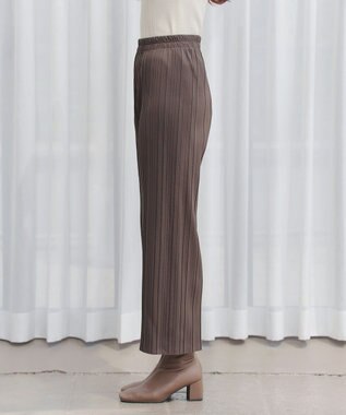 Tiaclasse 裏起毛ボックスプリーツパンツ ブラウン