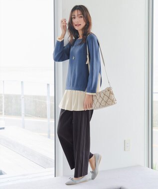 Tiaclasse 裏起毛ボックスプリーツパンツ チャコールグレー