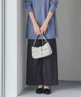 Tiaclasse 裏起毛ボックスプリーツパンツ チャコールグレー