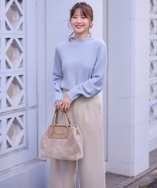 ANY SIS 【2WAY】ベルトメタルファートート バッグ モカベージュ