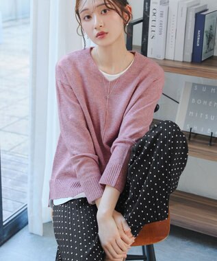 Tiaclasse 裏起毛ボックスプリーツパンツ ブラックドット