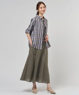 J.PRESS LADIES 【WEB限定・セット着用可】リネン フレア スカート 【WEB限定】モカ系