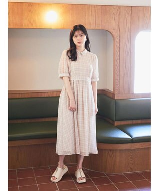 earth music&ecology クラシカルチェックワンピース Beige