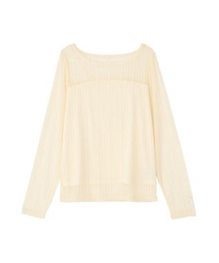 earth music&ecology レースドッキングボートネックプルオーバー Ecru