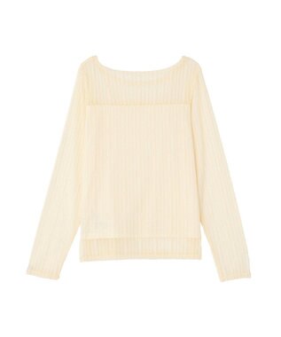 earth music&ecology レースドッキングボートネックプルオーバー Ecru