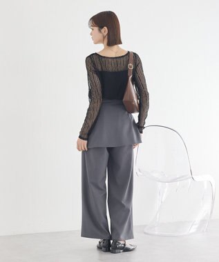 earth music&ecology レースドッキングボートネックプルオーバー Black