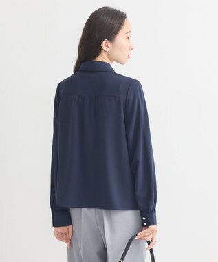 earth music&ecology 襟ビジューブラウス Navy