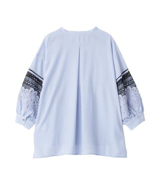 YECCA VECCA レース切替スキッパーブラウス Blue