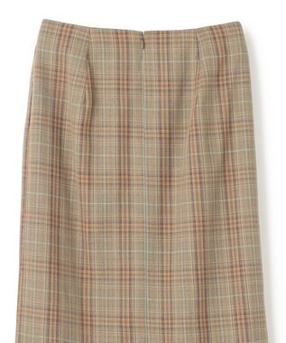 BEIGE， SELMA / チェックウールラッフルスカート Camel × Nude