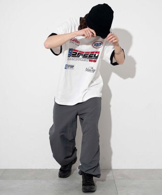 WEGO 【ユニセックス着用ITEM/手洗い可/MLサイズ】レーシングロゴTシャツ ホワイト