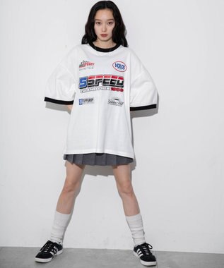 WEGO 【ユニセックス着用ITEM/手洗い可/MLサイズ】レーシングロゴTシャツ ホワイト