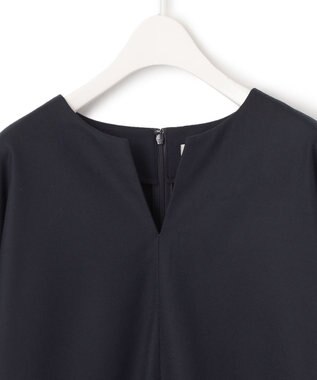 ICB 【洗える・WEB限定カラーあり】 ウールミルドサキソニー キーネックブラウス ネイビー系［WEB限定］