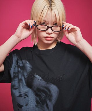 WEGO 【ユニセックス着用ITEM】ラインストーングラフィックT（SS） ブラック