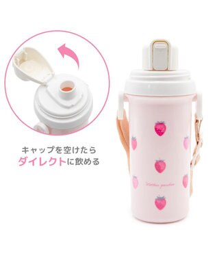 Mother garden マザーガーデン 野いちご コップ付き水筒  《レトロストロベリー柄》500mL レトロストロベリー柄