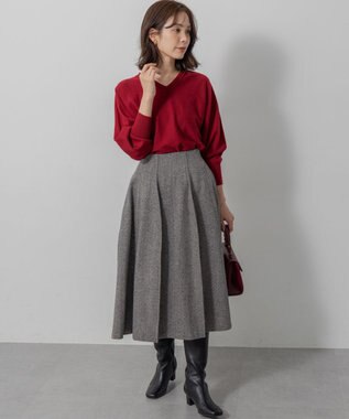 組曲 S 【前後着用可】ニューシックニットＶネック プルオーバー レッド系