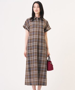 J.PRESS LADIES S コットンリネン Light マドラスチェック シャツ ワンピース