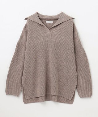 ANY ウールブレンドスキッパーネックニット モカ