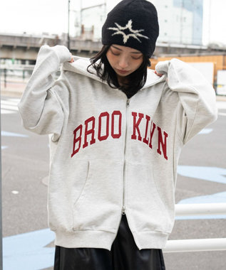 WEGO グラフィックBIGZIPパーカー オートミール