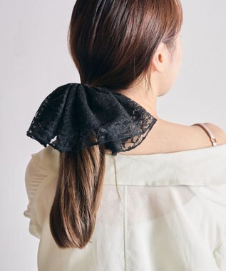 Phoebe ビッグフリルシュシュ　ブラック ブラック