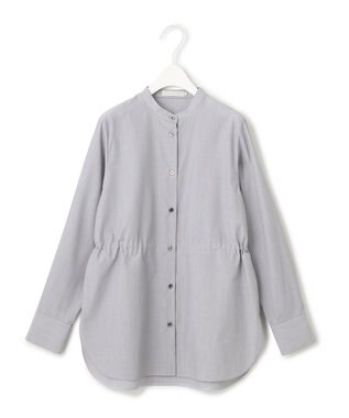 ICB 【洗える】 クリーンブロード バンドカラーシャツ ブラックストライプ系