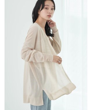 earth music&ecology 接触冷感Ｖネックカーディガン Light Beige