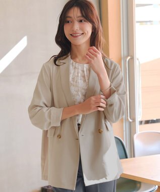 Tiaclasse L リラクシーダブルジャケット ベージュ