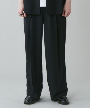 WEGO トロミ　ベルト付きワイドスラックス ブラック