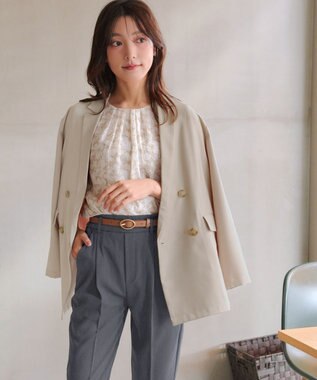 Tiaclasse L リラクシーダブルジャケット ベージュ