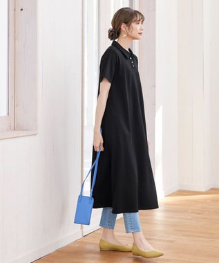 Tiaclasse 【洗える】ポロシャツワンピース ブラック